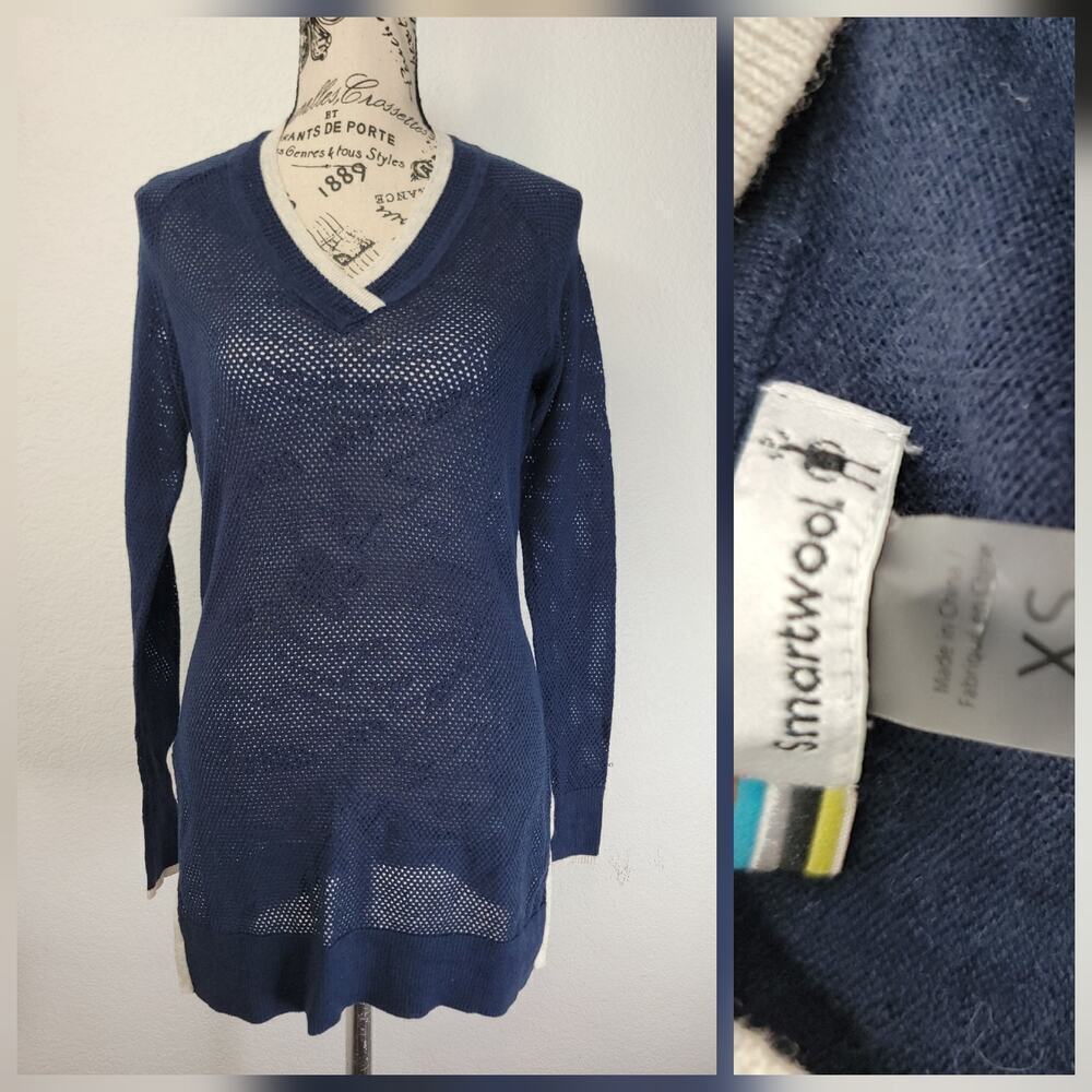 Smartwool Everyday Exploration Tunic Sweater Womens SZ XS Deep Navy Slits